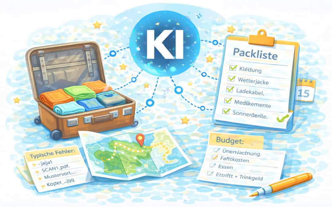 KI für Reiseplanung. Routen, Packliste, Budget. Ohne Stress